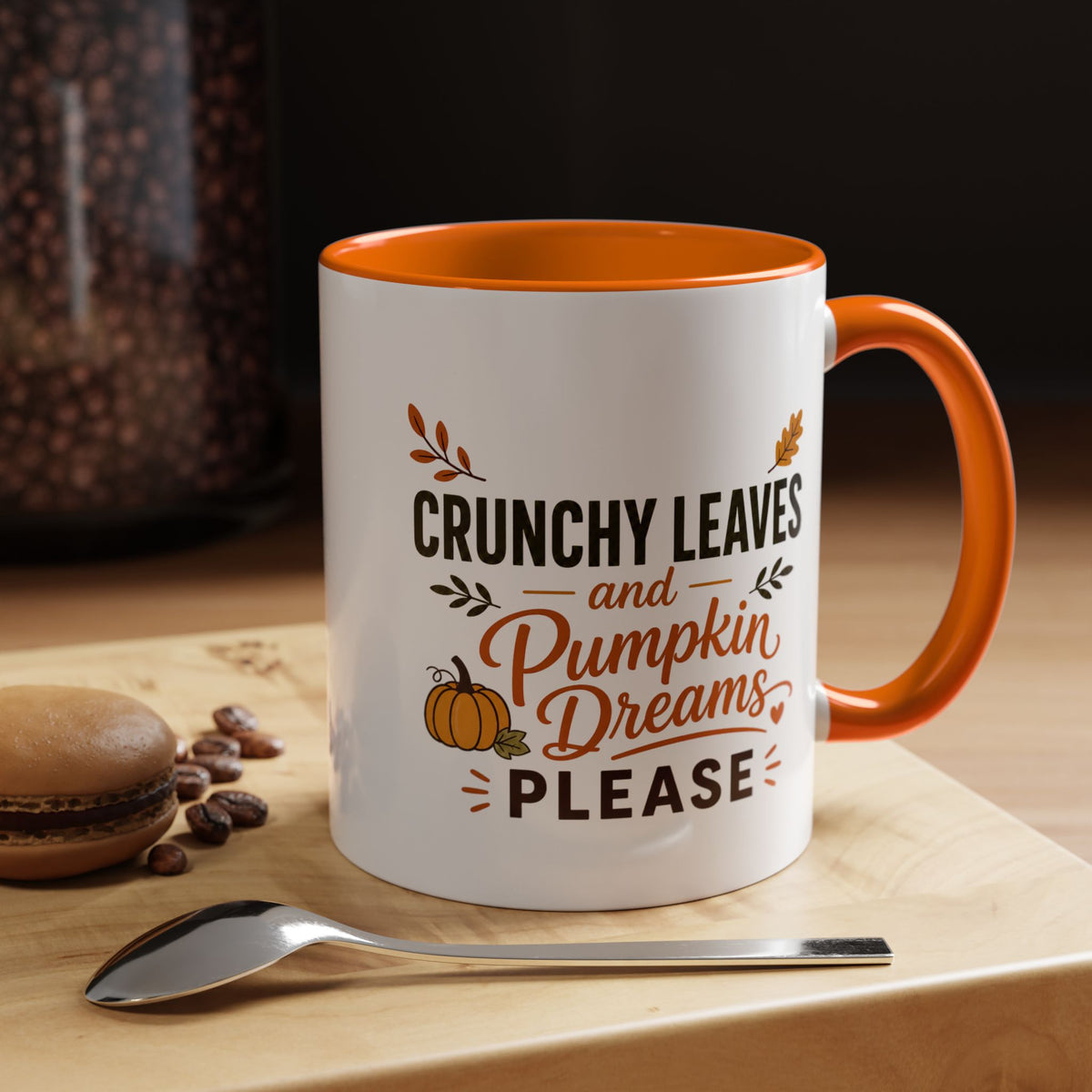 Cozy Air and Crunchy Leaves Mug, Pumpkin Dreams Fall Coffee Cup, Autumn Lover Gift for Her, Cute Seasonal Drinkware and Decor