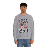 USA 250 Sweatshirt, American Flag Crewneck, Patriotic Pullover, USA 250th Anniversary Gift, Fourth of July Shirt, Americana Top