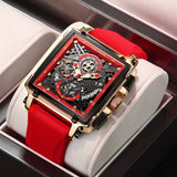 Lige New Men's Watch Square Multifunction Chronograph 30M Waterproof Watch