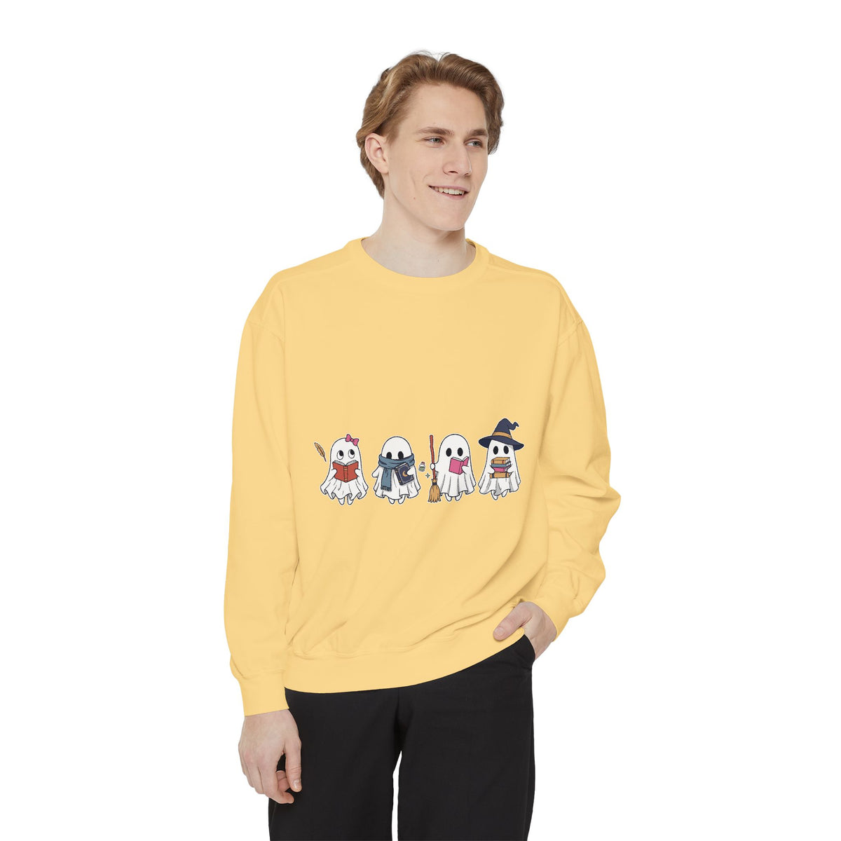 Bookish Ghost Sweatshirt, Cute Halloween Reading Crewneck, Spooky Book Lover Gift for Teacher, Librarian Fall Outfit, Cozy Reader Shirt
