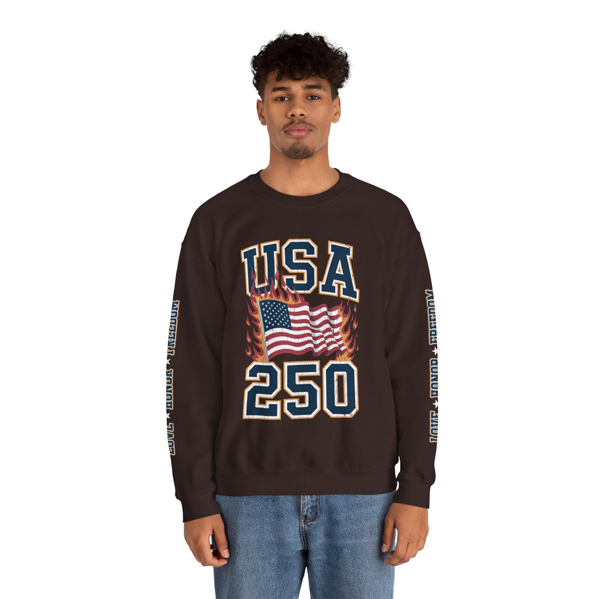 USA 250 Sweatshirt, American Flag Crewneck, Patriotic Pullover, USA 250th Anniversary Gift, Fourth of July Shirt, Americana Top