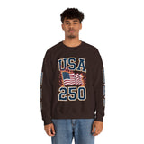 USA 250 Sweatshirt, American Flag Crewneck, Patriotic Pullover, USA 250th Anniversary Gift, Fourth of July Shirt, Americana Top
