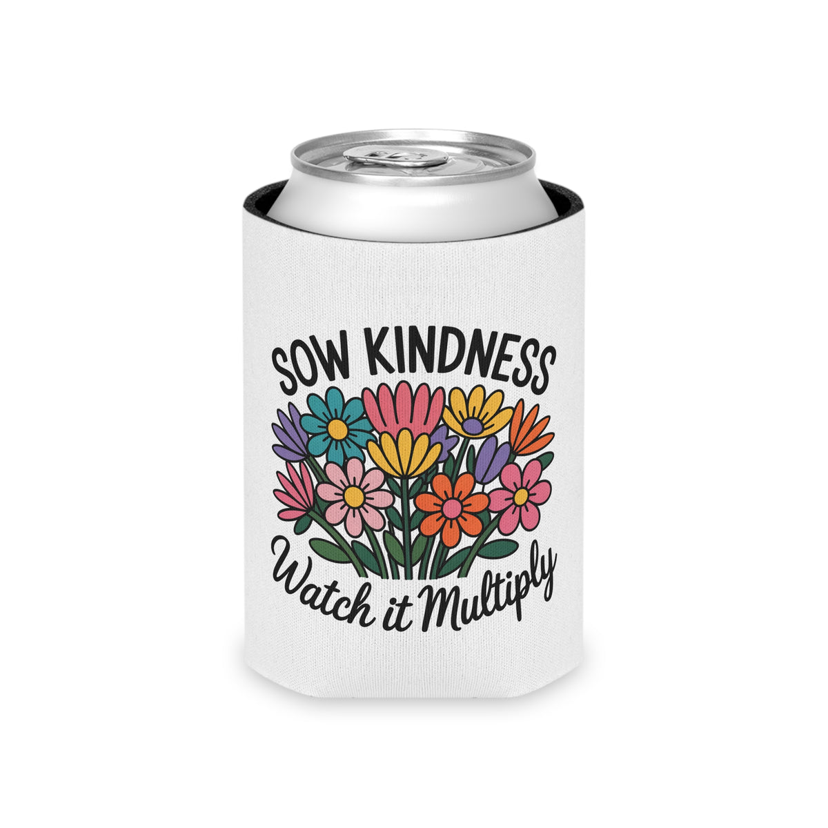 Kindness Can Cooler, Floral Beer Can Holder, Positive Quote Drink Sleeve, Flower Lover Gift, Summer Party Favor, Inspirational Gift