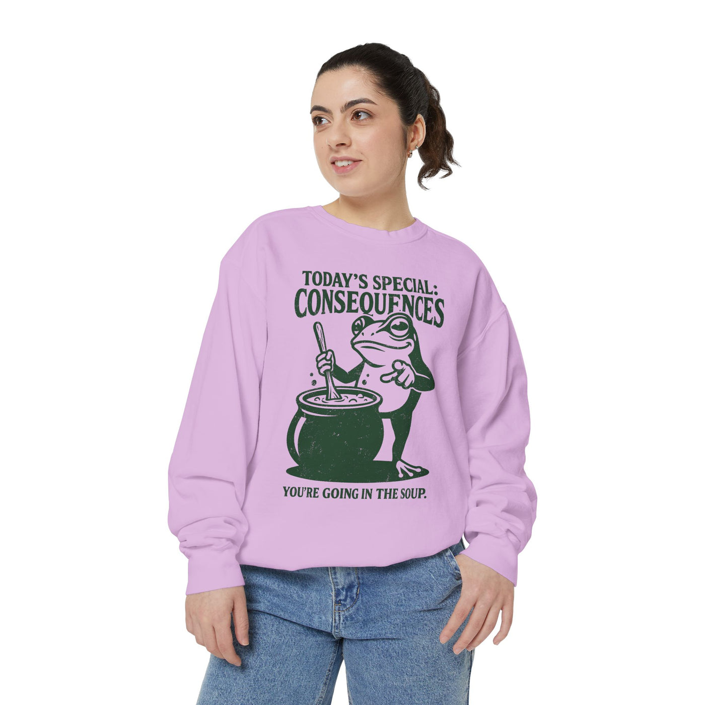Funny Frog Comfort Colors Sweatshirt, Today's Special Consequences Graphic Crewneck, Sarcastic Meme Sweatshirt Gift