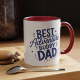 Best Adventure Buddy Dad Coffee Mug, Father's Day Gift from Kids, Travel and Hiking Outdoor Papa Ceramic Tea Cup with Black Handle