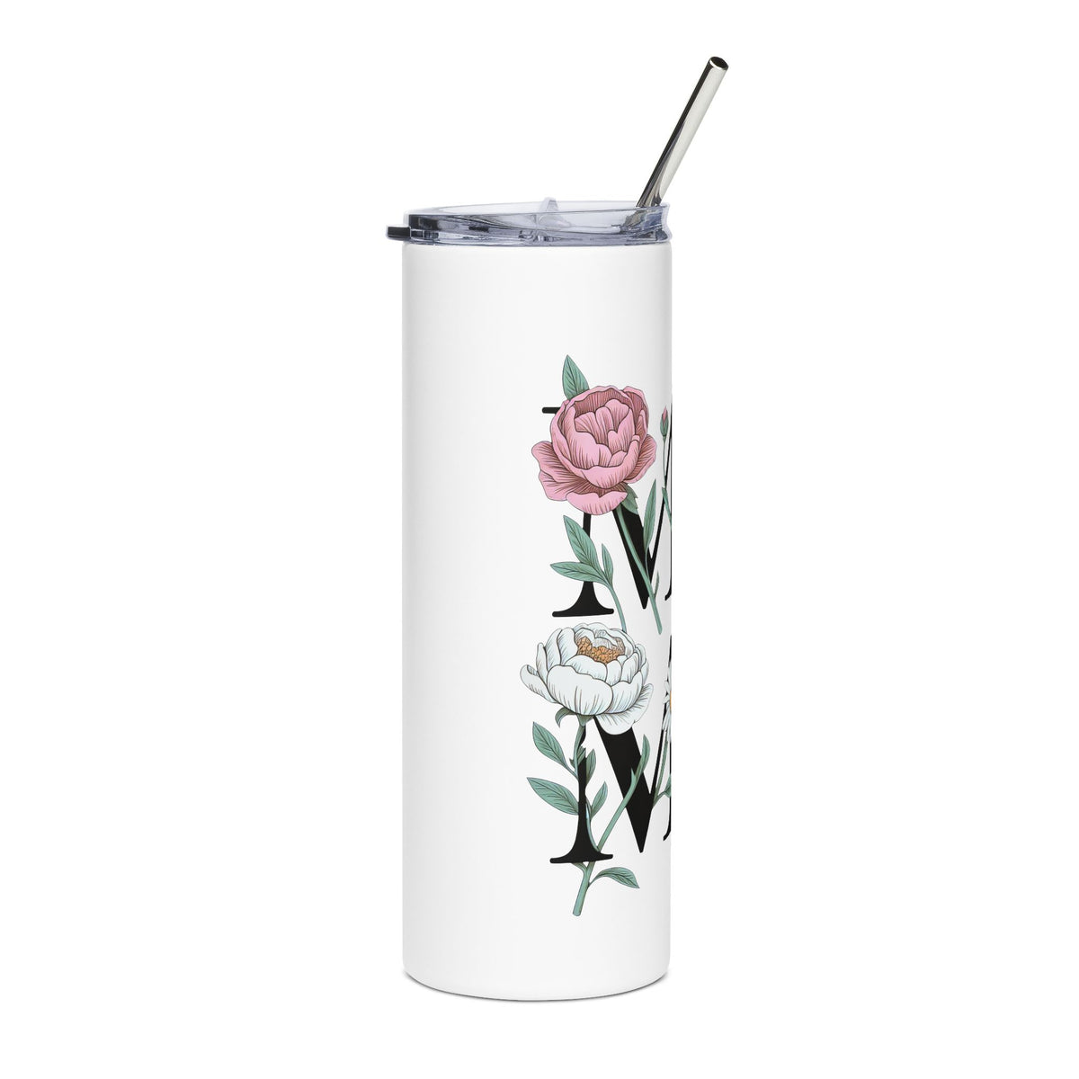 Floral Mama Skinny Tumbler, Personalized Mom Drink Cup, Botanical Mothers Day Gift, Feminine Coffee Cup, Gift for Mom, Floral Drinkware