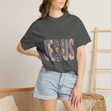 Jesus Patchwork Graphic Tee, Floral Christian Shirt, Cute Faith Based T Shirt, Vintage Coquette Religious Shirt