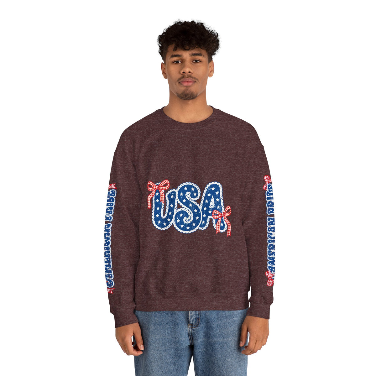 USA Patriotic Sweatshirt, American Flag Ribbon Pullover, Vintage Stars and Stripes Top, Fourth of July Outfit, Americana Gift for Women