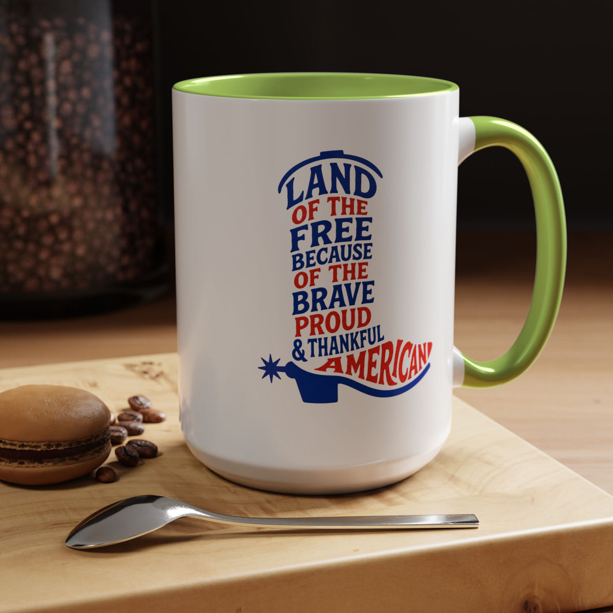 Land of the Free Because of the Brave Mug, Patriotic American Coffee Mug, Proud and Thankful USA Gift, Veteran Family Cup