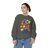 Retro Floral Graphic Sweatshirt, Colorful Botanical Pullover for Flower Lovers, Mid Century Garden Top, Cheerful Nature Gift for Her