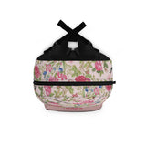 Personalized Floral Kids Backpack, Custom Name Girls School Bag, Pink Flower and Bird Backpack, Back to School Book Bag, Girls Gift