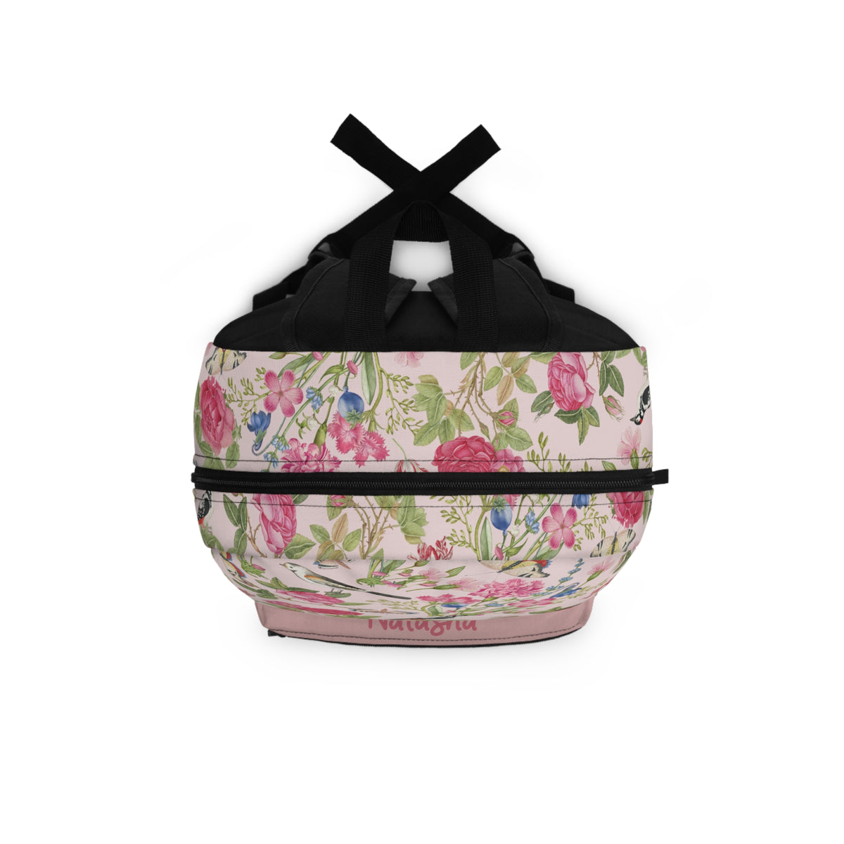Personalized Floral Kids Backpack, Custom Name Girls School Bag, Pink Flower and Bird Backpack, Back to School Book Bag, Girls Gift