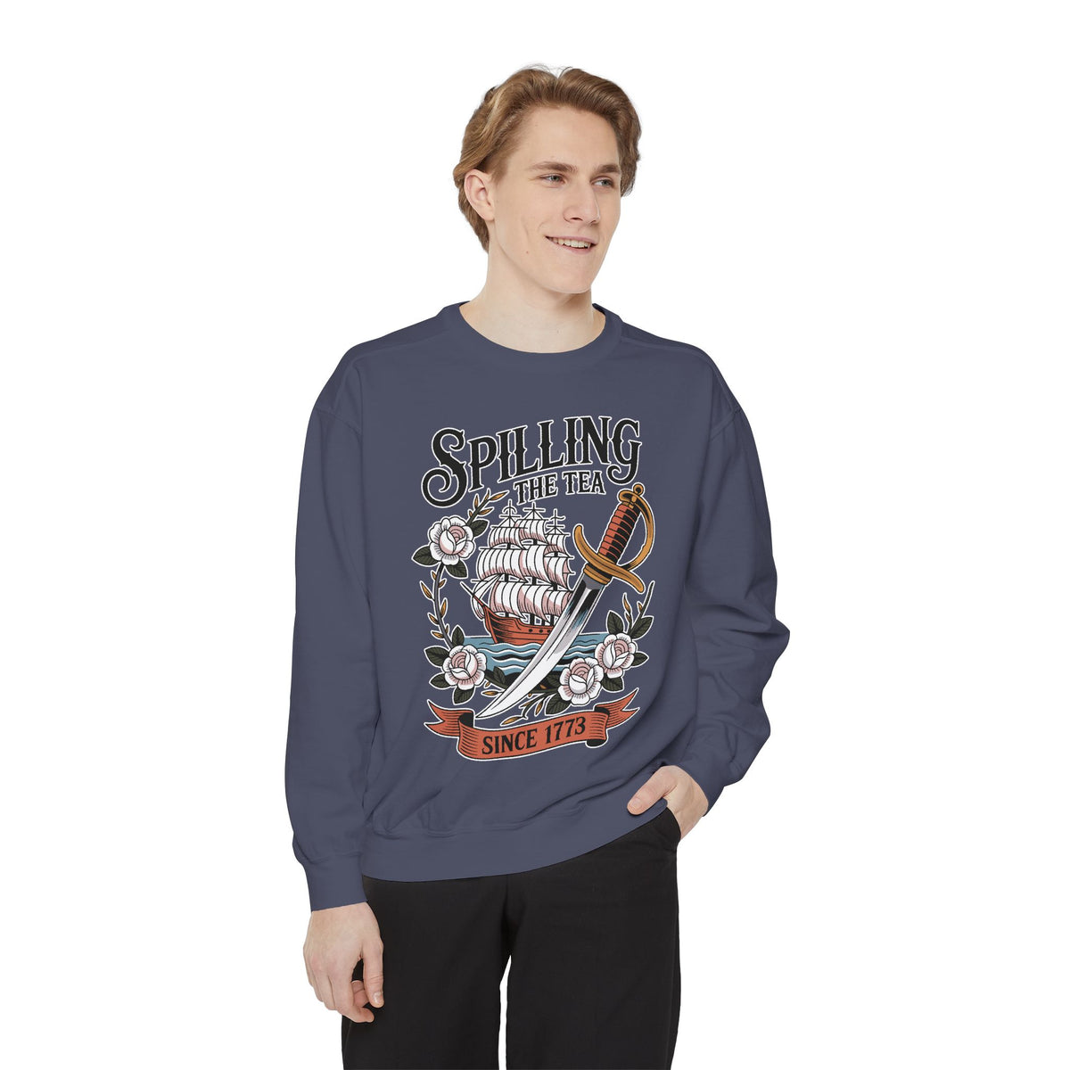 Spilling The Tea Since 1773 Comfort Colors Sweatshirt, Funny Boston Tea Party Crewneck, American History Humor