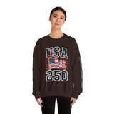 USA 250 Sweatshirt, American Flag Crewneck, Patriotic Pullover, USA 250th Anniversary Gift, Fourth of July Shirt, Americana Top