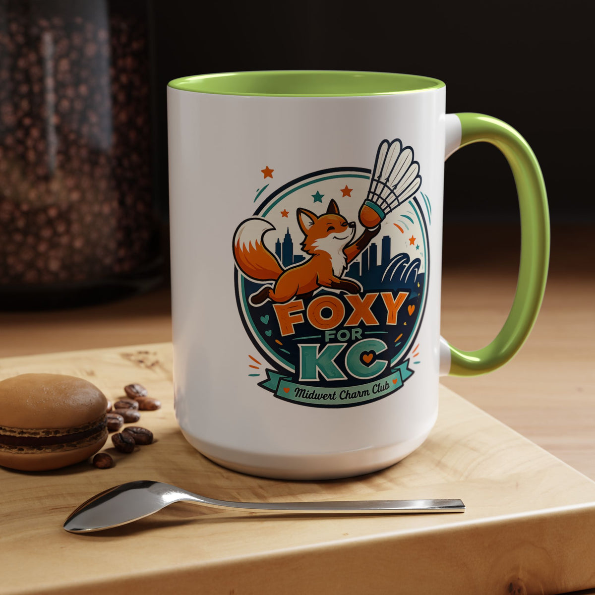 Kansas City Badminton Mug, Foxy for KC Coffee Cup, Funny Shuttlecock Lover Gift, KC Sports Fan Mug, Badminton Player Present