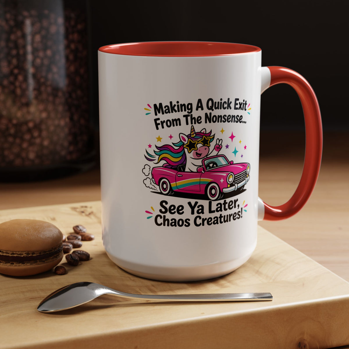 Funny Unicorn Coffee Mug, Making My Quiet Exit From The Nonsense Mug, Sarcastic Unicorn Gift, Chaos Creature Coffee Cup, Funny Coworker Mug