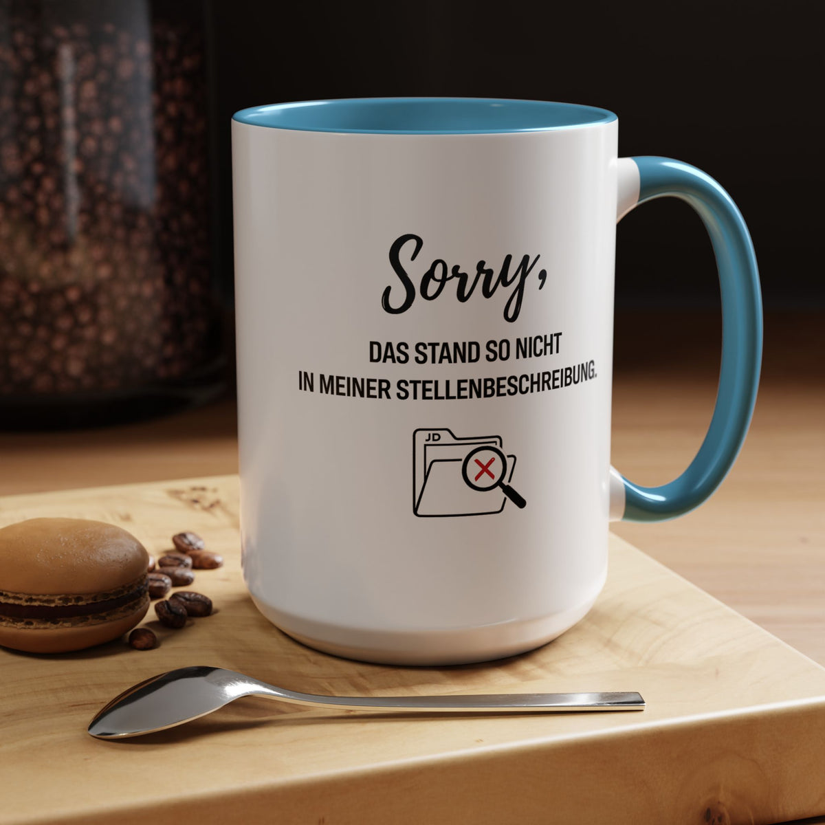 Sorry Das Stand So Nicht In Meiner Stellenbeschreibung Coffee Mug, Funny German Office Joke Gift for Coworkers, Sarcastic Job Description Ceramic Tea Cup with Pink Handle