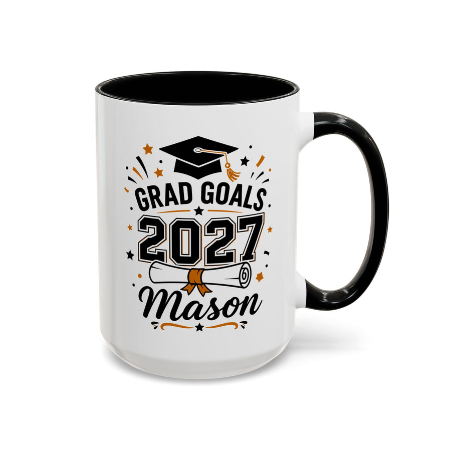 Personalized Graduation Mug, Grad Goals 2027 Coffee Cup, Custom Name Gift for Him, High School or College Senior, Proud Family Present