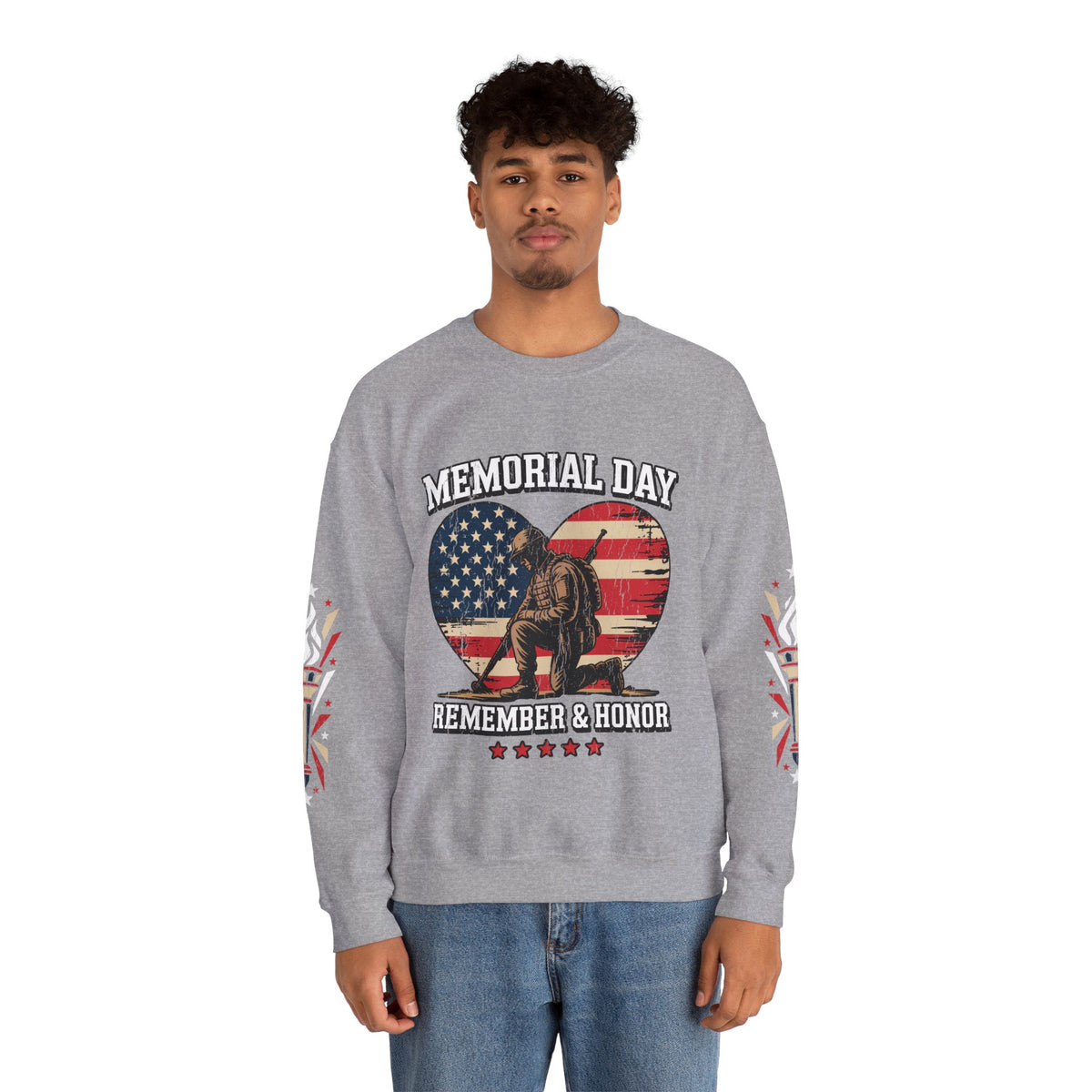 Memorial Day Sweatshirt, Patriotic Military Pullover, Remember and Honor American Flag Crewneck, Veteran Gift, Memorial Day Shirt