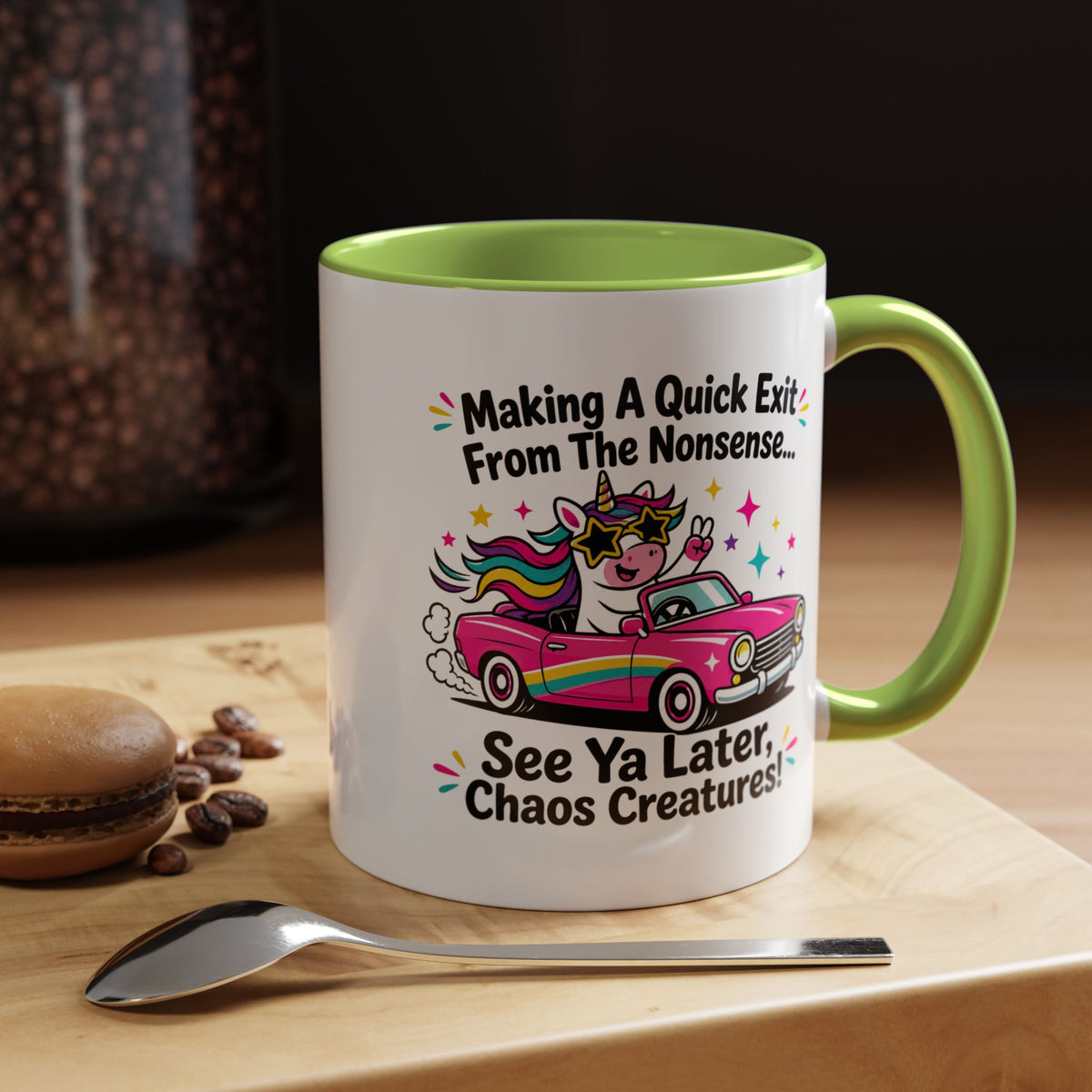 Funny Unicorn Coffee Mug, Making My Quiet Exit From The Nonsense Mug, Sarcastic Unicorn Gift, Chaos Creature Coffee Cup, Funny Coworker Mug