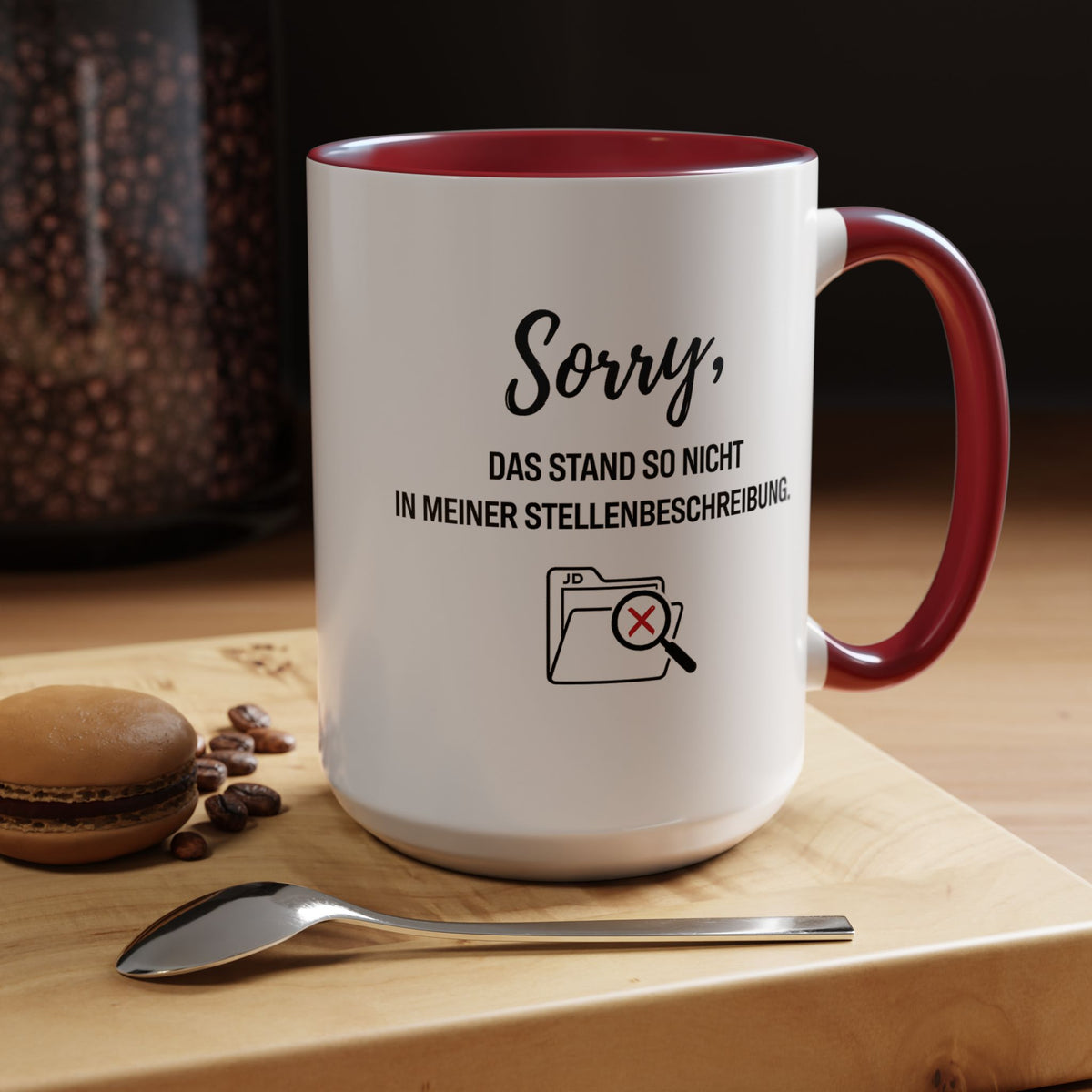 Sorry Das Stand So Nicht In Meiner Stellenbeschreibung Coffee Mug, Funny German Office Joke Gift for Coworkers, Sarcastic Job Description Ceramic Tea Cup with Pink Handle