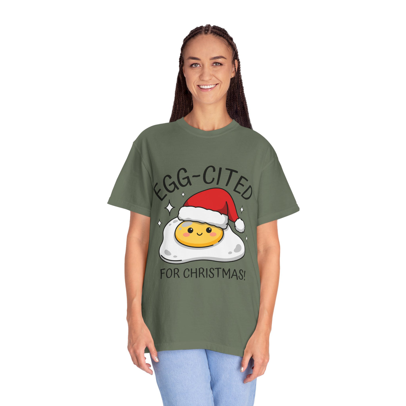 Egg-Cited for Christmas Shirt, Funny Fried Egg T-Shirt, Cute Food Pun Holiday Tee, Christmas Breakfast Gift for Brunch Lover or Cook
