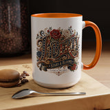 Vintage Patriotic Floral Coffee Mug, Liberty Stars and Blooms Mug, Americana Rose Art Cup, Fourth of July Gift, USA Lover Mug