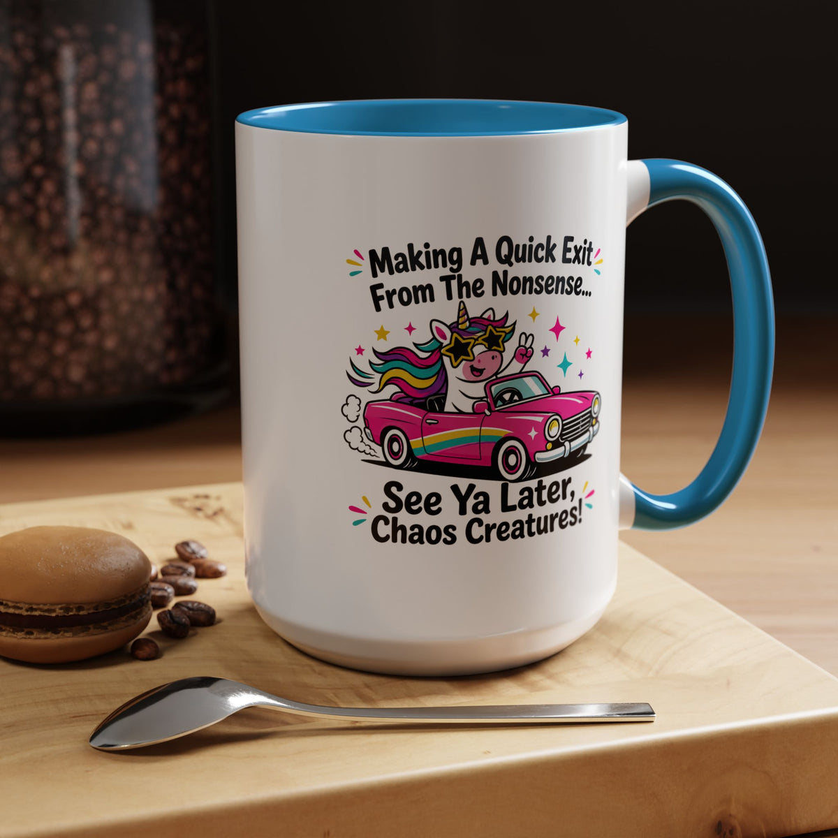 Funny Unicorn Coffee Mug, Making My Quiet Exit From The Nonsense Mug, Sarcastic Unicorn Gift, Chaos Creature Coffee Cup, Funny Coworker Mug