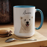 Custom Polar Bear Coffee Mug with Name, Personalized Arctic Animal Gift for Kids, Cute Winter Holiday Ceramic Tea Cup with Orange Handle