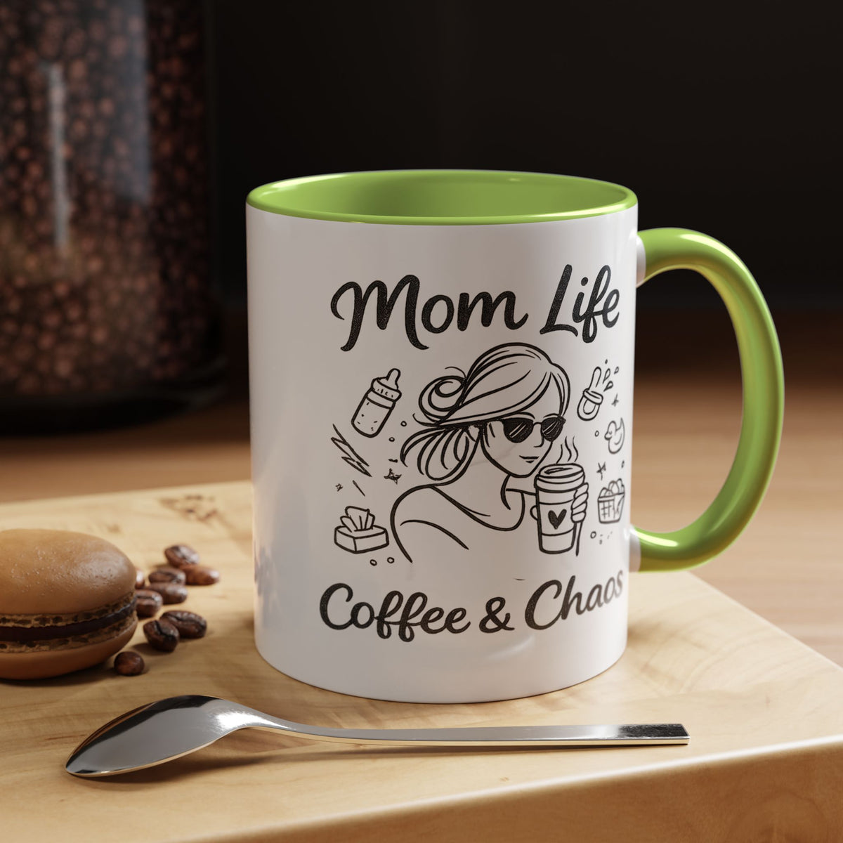 Mom Life Coffee and Chaos Mug, Funny Mom Coffee Mug, Motherhood Humor Gift, Busy Mom Cup, Mother's Day Gift for Coffee Lover