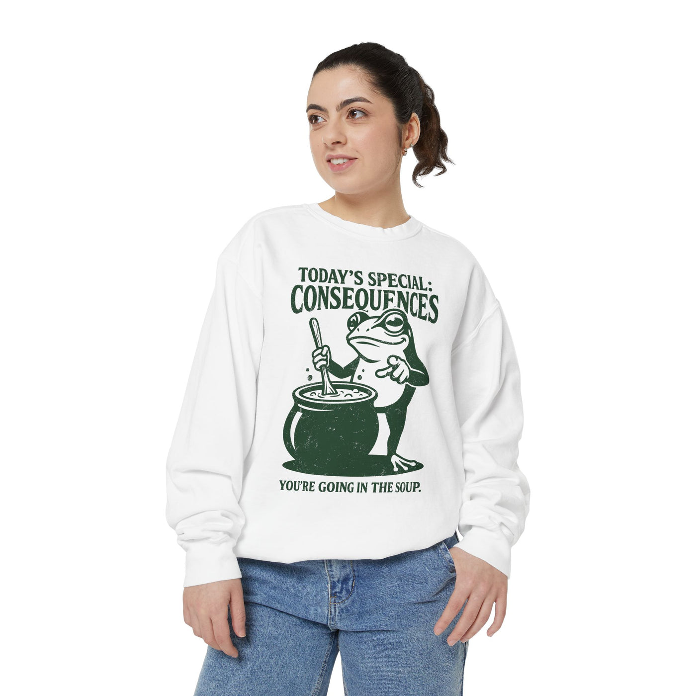 Funny Frog Comfort Colors Sweatshirt, Today's Special Consequences Graphic Crewneck, Sarcastic Meme Sweatshirt Gift