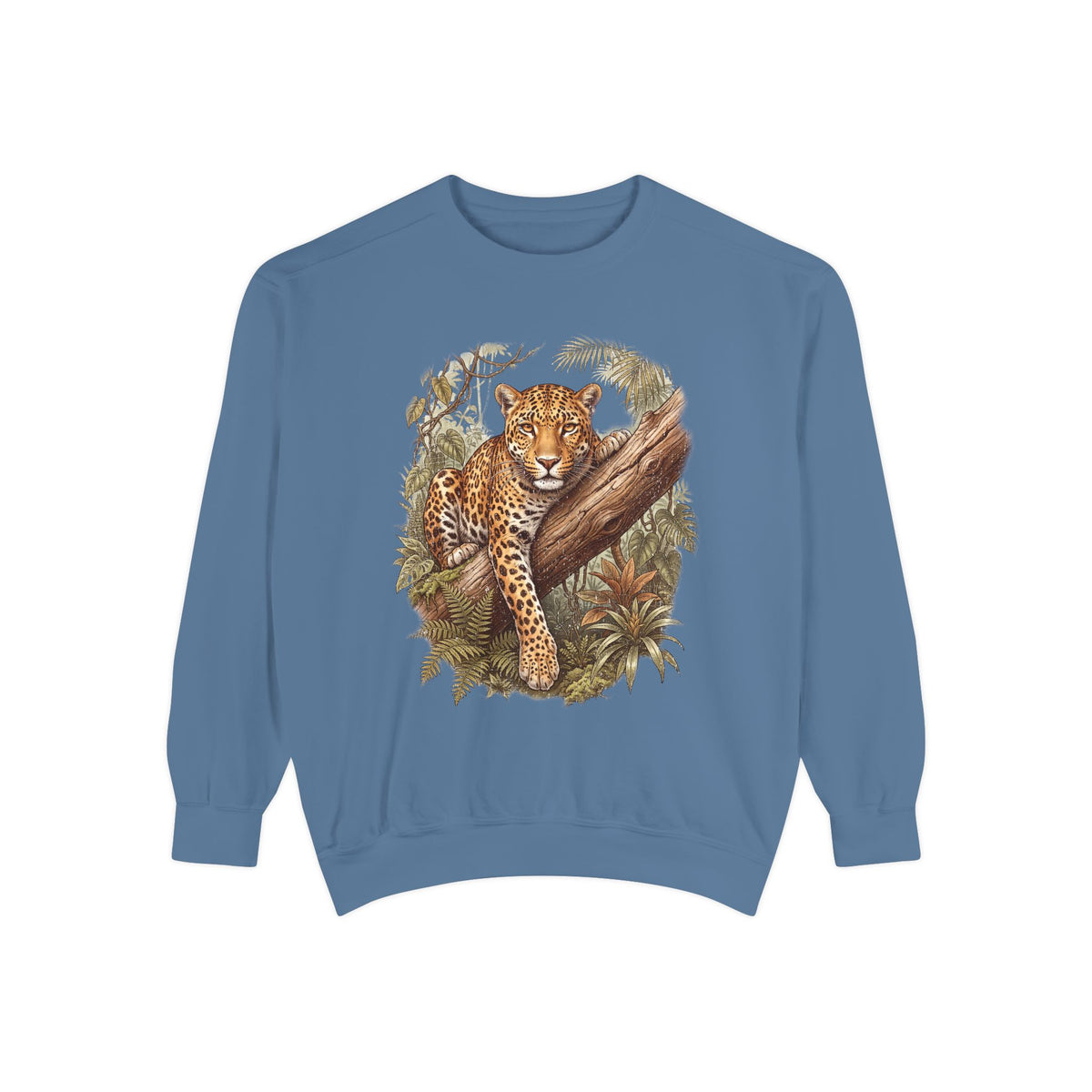 Vintage Leopard Jungle Sweatshirt, Tropical Big Cat Crewneck, Wildlife Nature Lover Gift, Botanical Safari Graphic Cozy Pullover Top