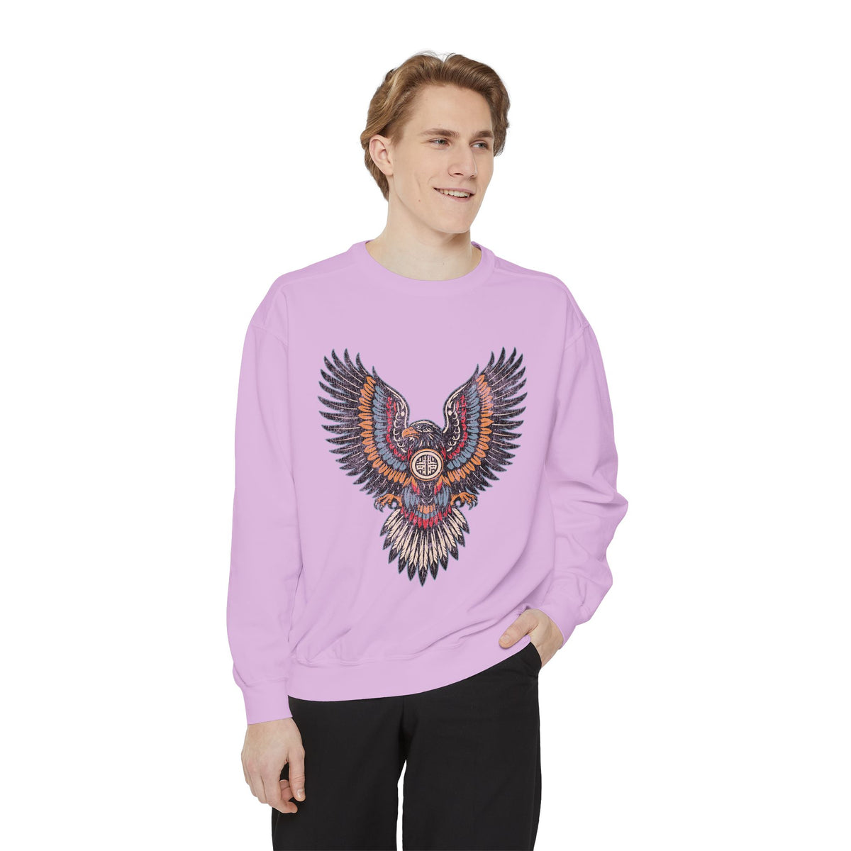 Ornamental Eagle Sweatshirt, Retro Tattoo Style Bird Graphic, Gift for Wildlife Art Lovers, Boho Festival Outfits and Everyday Casual Wear