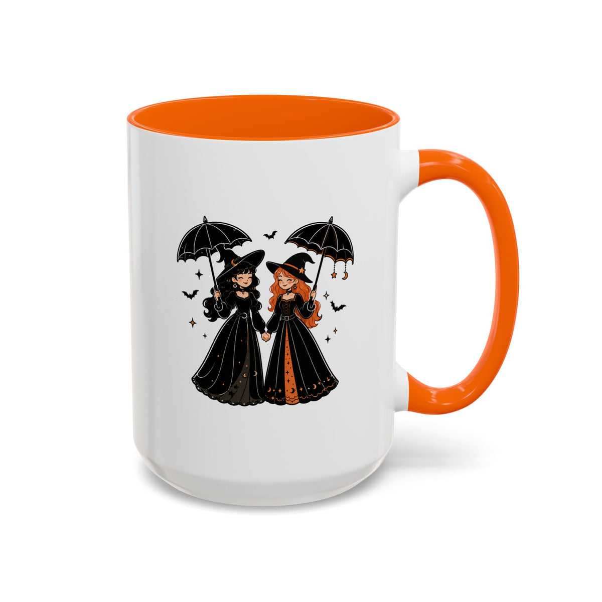 Witch Best Friends Mug, Gothic Halloween Black Accent Coffee Cup, Cute Matching Costume Gift for Bestie, Sister, Girlfriend or Partner