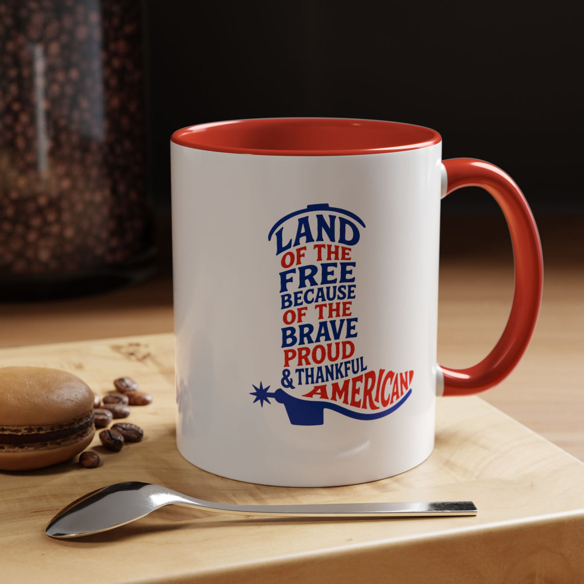 Land of the Free Because of the Brave Mug, Patriotic American Coffee Mug, Proud and Thankful USA Gift, Veteran Family Cup