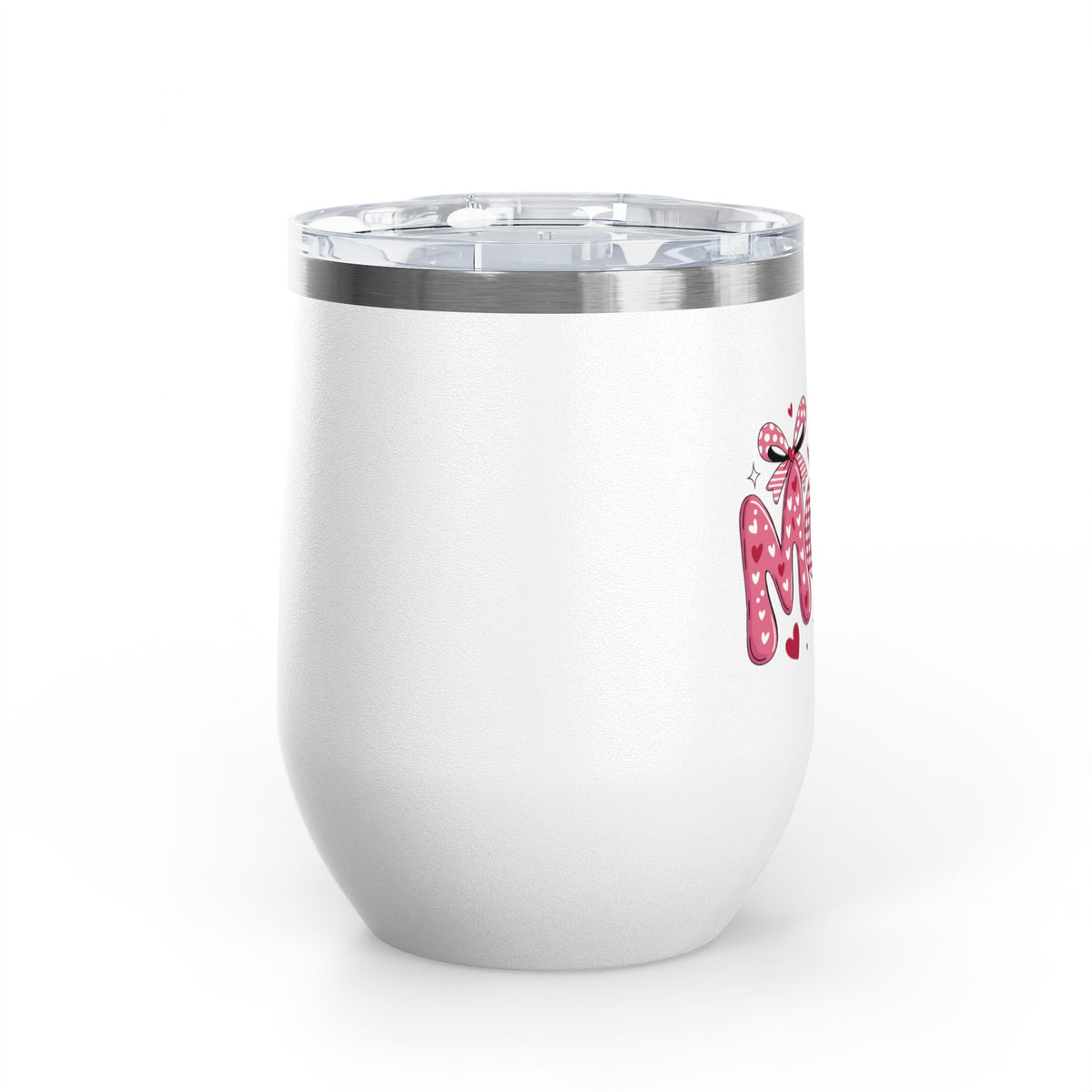 Mom Wine Tumbler, Mother's Day Gift for Mom, Pink Bow Drinkware, Mom Gift from Daughter, Personalized Style, Cute Wine Cup for Her