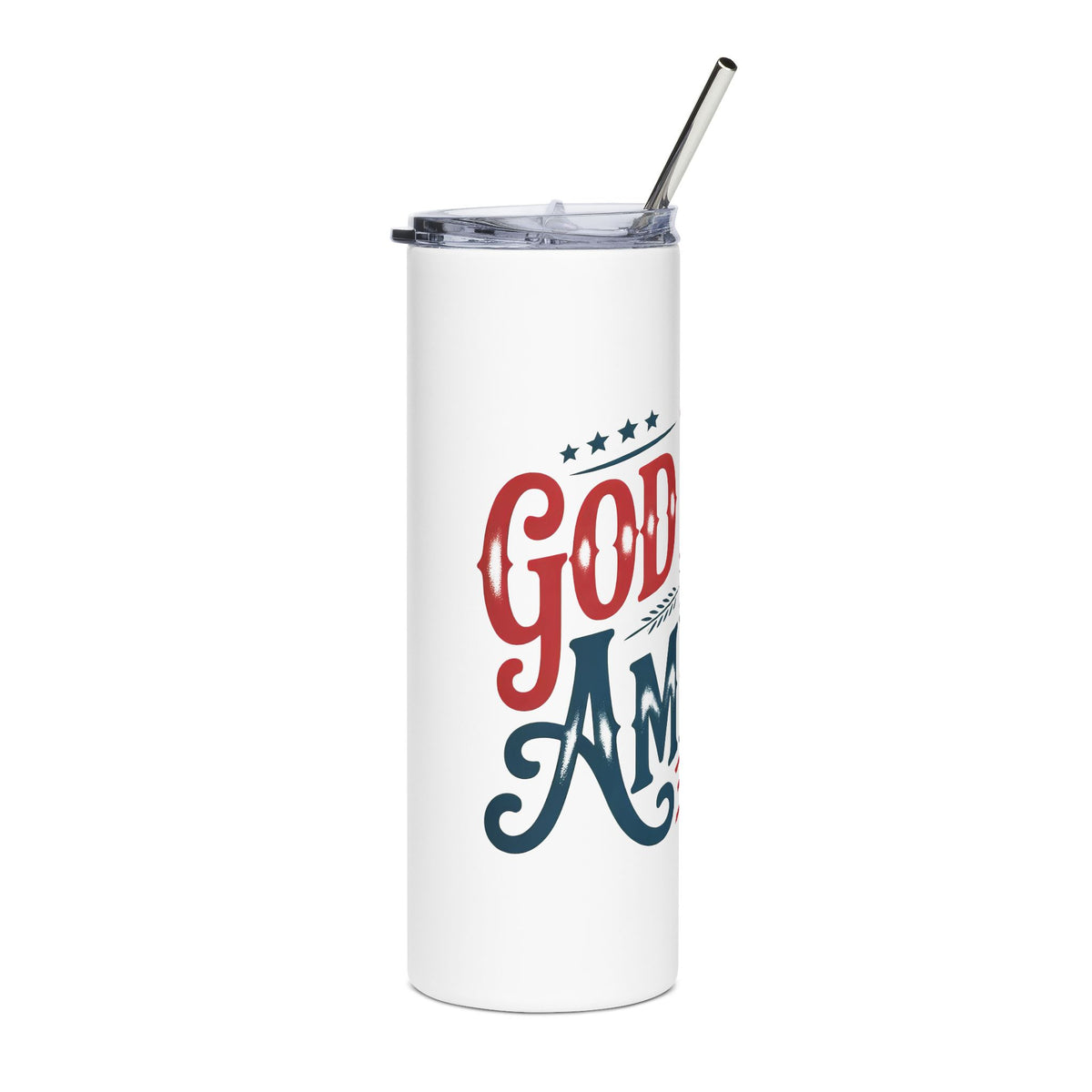 God Bless America Skinny Tumbler, Patriotic USA Drink Cup, 4th of July Gift, American Pride Drinkware, Independence Day Gift for Her