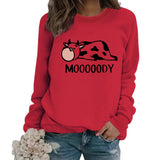 Round neck MOOOOODY printed pullover sweatshirt sweatshirt