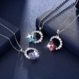Lekani Sterling Silver s925 Necklace Crystal European And American Popular Purple Light Magic Butterfly Clavicle Chain Female