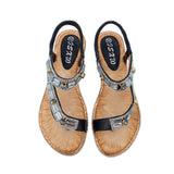 Ladies Shoes Boho Women's Sandals Blue Plaid Flats