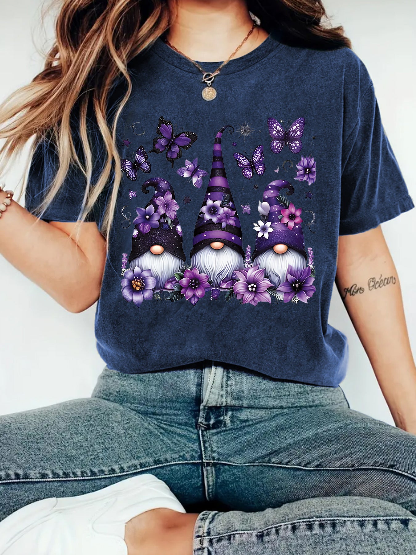 T-shirt purple magic hat Halloween print