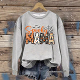 Halloween horror element printed loose hoodie