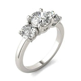 3 CTW AGI Certified Lab Grown Diamond (G-VS) Three Stone Engagement Ring in of 14K Gold