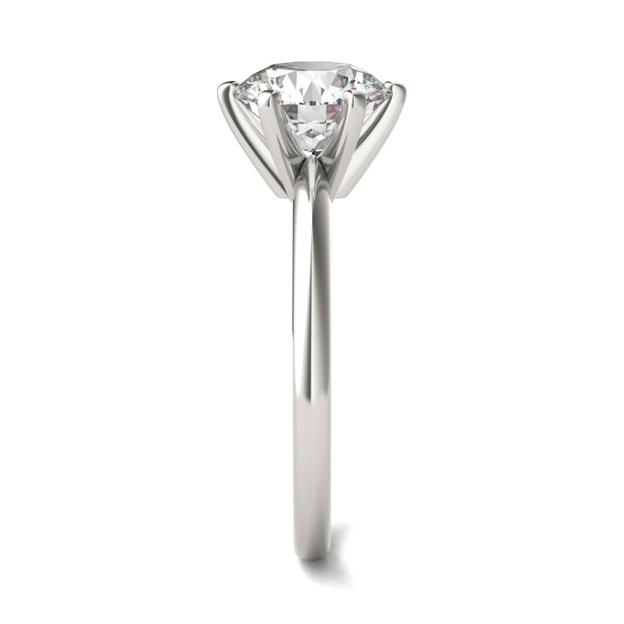 2 CTW Round Lab Grown Diamond Six Prong Solitaire Engagement Ring - G-VS Clarity, AGI Certified, 14K White Gold