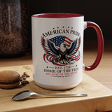 American Pride Eagle Mug, Patriotic Bald Eagle Coffee Mug, Home of the Free Because of the Brave Gift, USA Veteran Mug