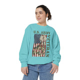 US Army Veteran Sweatshirt, American Flag Camo Crewneck, Military Dog Tag Pullover, Patriotic Soldier Gift, Retirement or Veterans Day Top