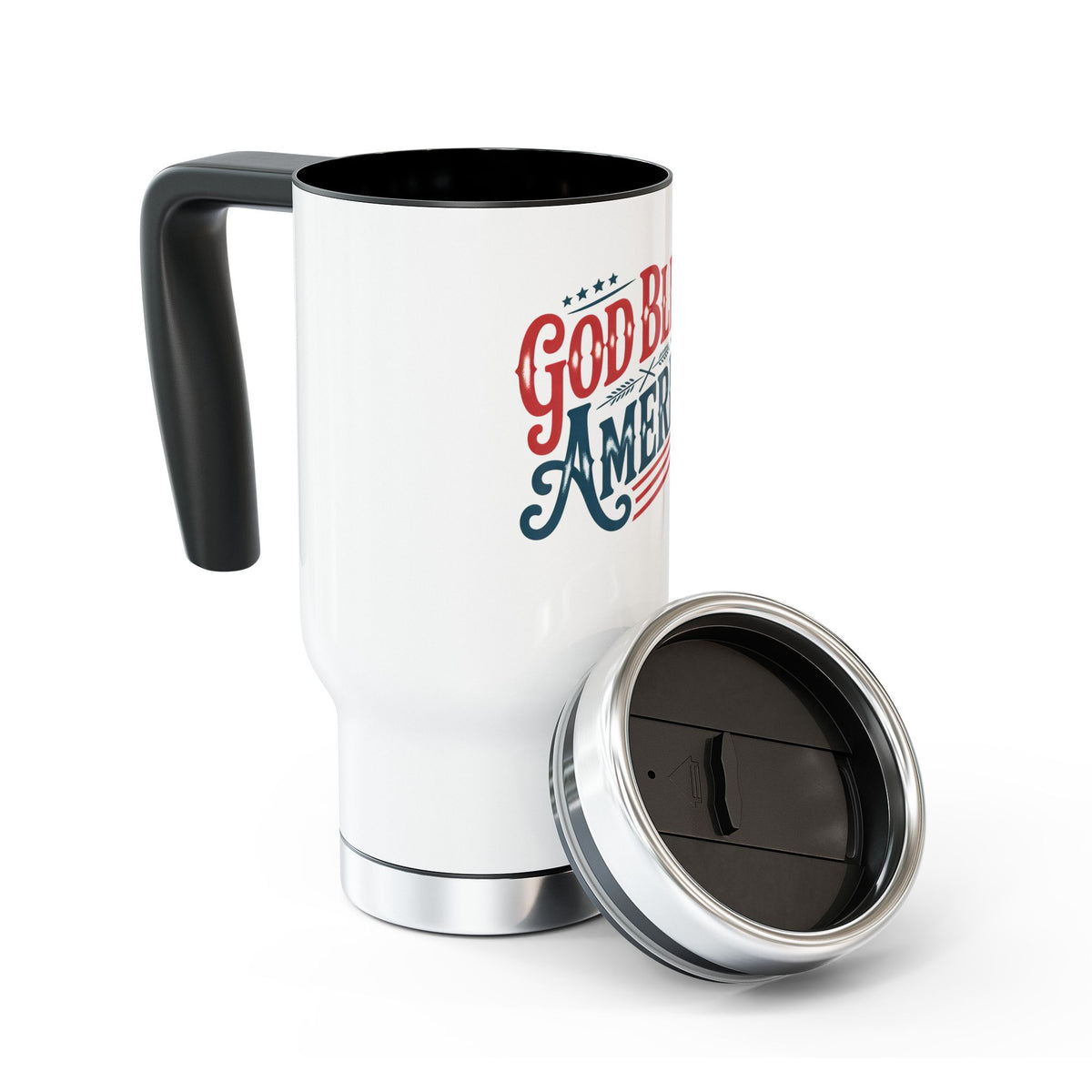 God Bless America Travel Mug, Patriotic Stainless Steel Coffee Cup, Vintage USA Drinkware, American Pride Gift, 4th of July