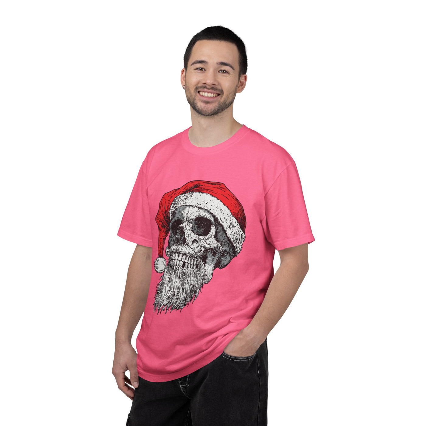 Skull Santa Shirt, Gothic Christmas T-Shirt, Creepy Holiday Skeleton Tee, Alternative Xmas Gift for Metalhead, Biker or Horror Fan