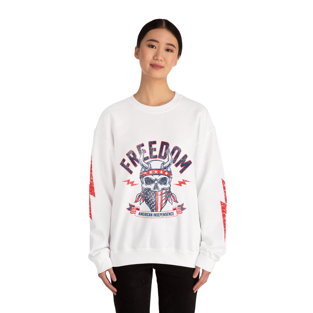 Freedom American Independence Sweatshirt, Patriotic Skull Crewneck, USA Flag Pullover, Fourth of July Outfit, Americana Gift for Him