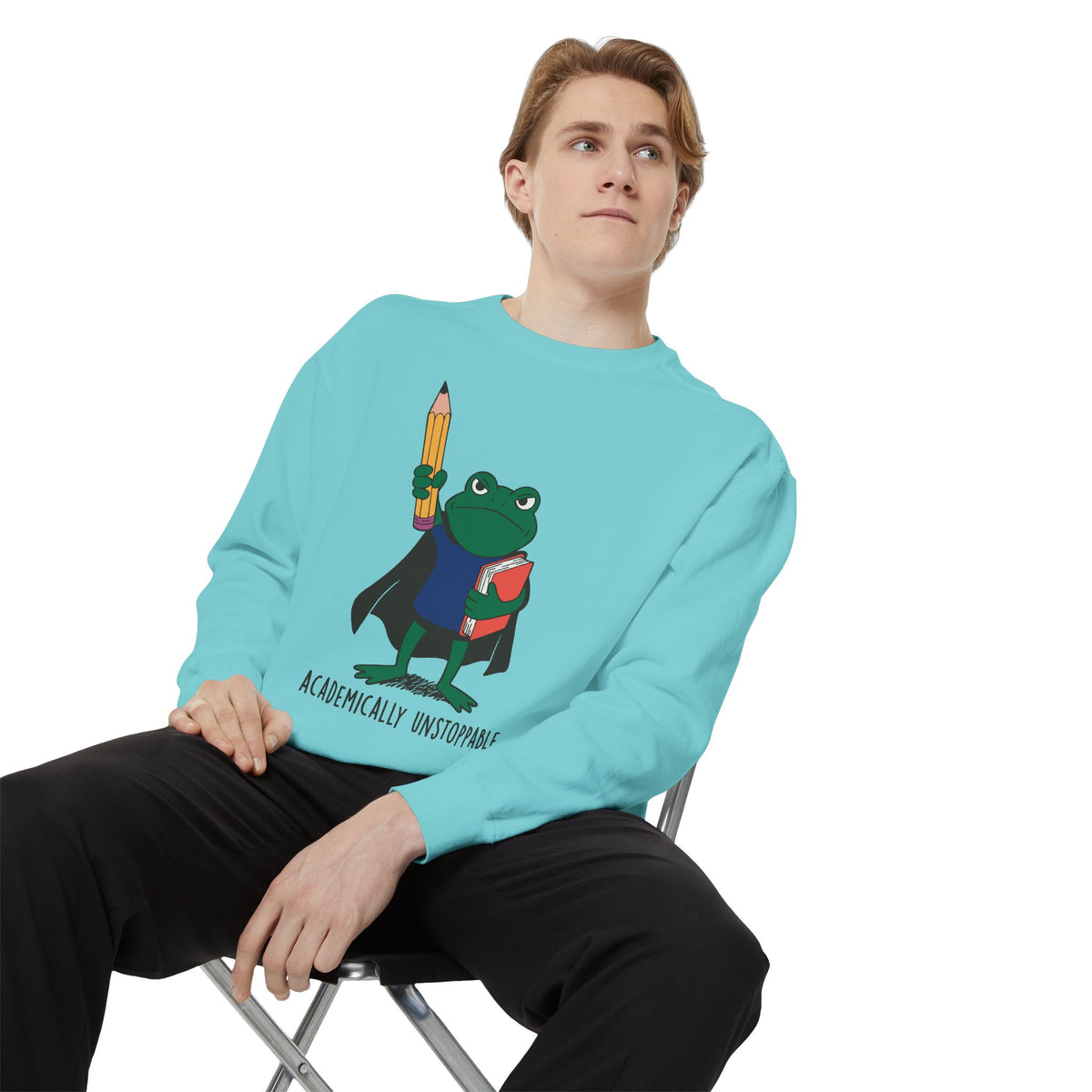 Academically Unstoppable Frog Sweatshirt, Funny Teacher Shirt, Book Lover Gift for Educator, Back to School Outfit, Classroom Crewneck